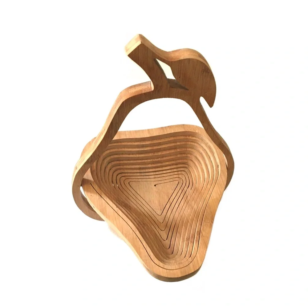 Vintage Craftsman Collapsible Bamboo Basket in Pear Shape